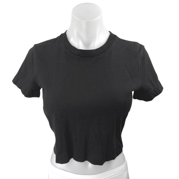 Aritzia Tops - Aritzia Wilfred Black Knit Short Sleeve Pullover Crop Tee T-Shirt Top Size XS